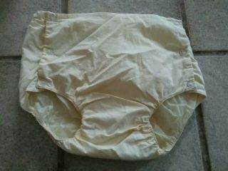 Vintage Yellow Diaper Cover Cloth Over Vinyl 14 - 19lb Baby Toddler Rubber Pants Q
