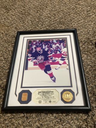Wayne Gretzky 8x10 Framed 82 - 83 Game Stick Wood Gold Medallion 177/250