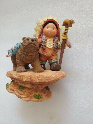 Vtg Enesco Friends Of The Feather Spirit Brothers 877352 Bear Man Fast
