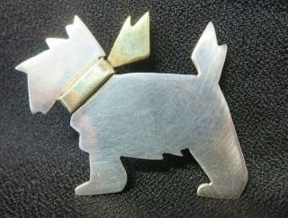 Vintage Sterling Silver Scotty Dog Mexico Taxco Pin Brooch Freeship