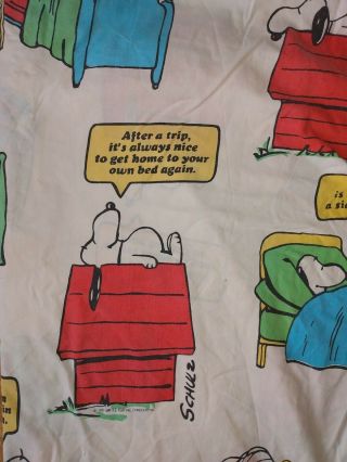 Vintage 1971 Snoopy Charlie Brown Peanuts " Happiness " Twin Fitted And Flatsheet