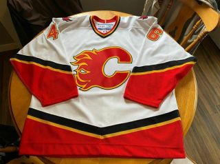2004 Mark Giordano Game Issued Worn Calgary Flames Jersey Autographed Mic