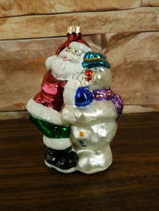 Vintage Christopher Radko Christmas Ornaments “ Santa And Snowman “6 "