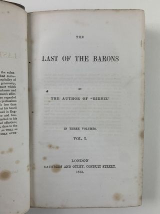 Edward BULWER - LYTTON / The Last of the Barons First Edition 1843 2