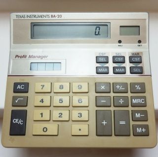Vintage Texas Instruments Ba - 20 Profit Manager Solar Tan Calculator -