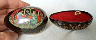 Vintage Russian Soviet Hand Painted Lacquered Egg Musical Box Signed By Artist
