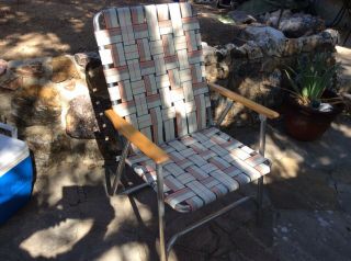 Aluminum Lawn Chair Vintage Outdoor Folding Chair Beach Camping