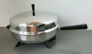 Vtg Farberware Electric 12 Inch Fry Pan 310 - A Perfect Heat Stainless Mcm Skillet