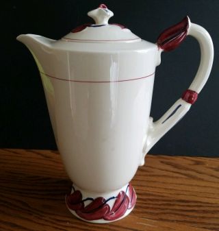 Vintage Vernon Kilns Coffee Pot Pottery Monterey Hand Painted Teapot Made In Usa