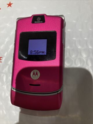 Motorola RAZR V3 Pink T - Mobile Phone Good Shape Vintage Basic Flip 2G 2