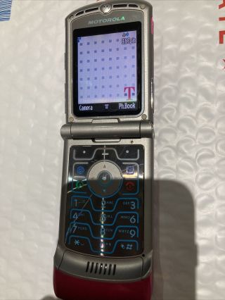 Motorola RAZR V3 Pink T - Mobile Phone Good Shape Vintage Basic Flip 2G 3