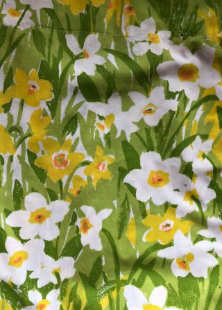 Vintage Stevens Utica Narcissus Daffodils Twin Flat & Fitted Sheet Euc No Case