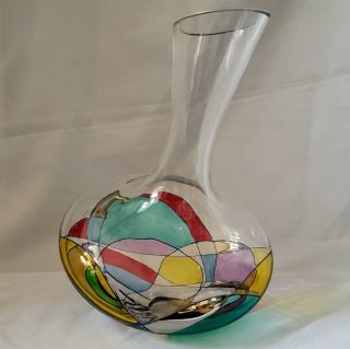 Vintage Romanian Hand Blown Crystal Glass Luminescence Cristiro Vase Carafe 80 
