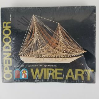 1976 Wire String Art Kit Tall Ship W8104 Schooner Sail Boat Vintage Open Door