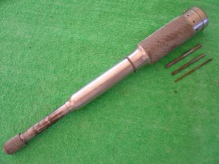 Vintage Goodell Pratt Push Drill With 3 Drill Bits In Handle Made In Usa