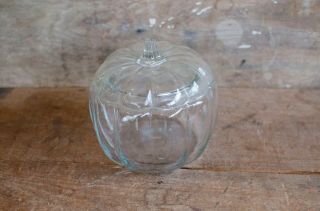 Vintage Anchor Hocking Pumpkin Clear Glass Jar With Lid