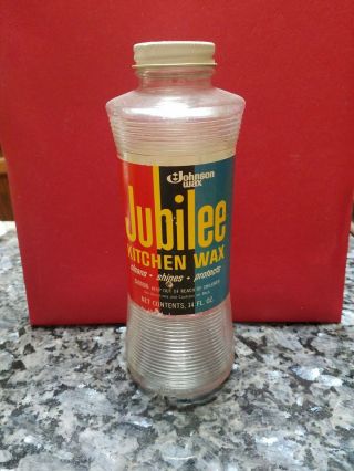 Vintage Johnson Jubilee Kitchen Wax 14 Ounce Glass Bottle
