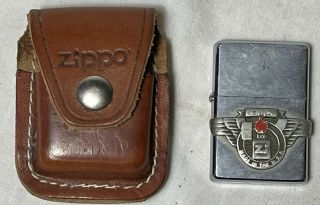 Vintage Zippo Lighter K Xv Made In The Usa With Leather Belt Clip Case