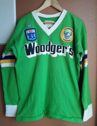 Vtg Canberra Raiders Nsw 80s Rugby Game Worn Jersey Woodgers Classic 42 Wow