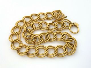 1980s Vintage Ann Klein Necklace,  Gold Plated Double Link Collar Necklace