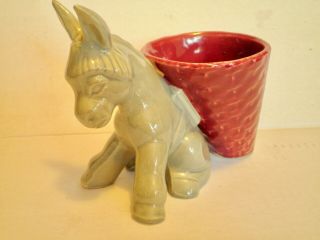 [ 1037] Vintage Shawnee Pottery Donkey With Basket Planter 671 Usa