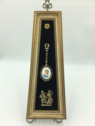 Vintage Classic Art Wall Hanging E.  A.  RIBA Co.  Inc.  Gold Framed Blk.  Cameo Spoon 2