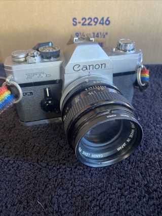 Vintage Canon Ftb Camera With 50mm 1:18 Lens