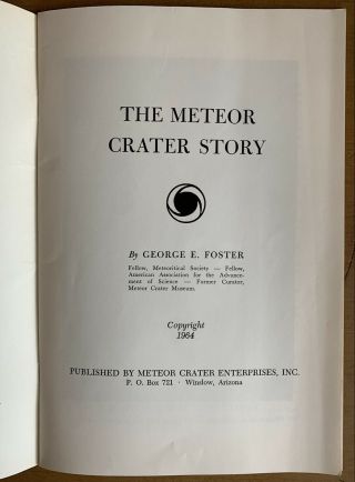 Vintage 1964 The Meteor Crater Story Winslow AZ Meteorite Astronomy Stars Foster 2