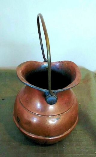 Antique Vintage Primitive Copper Pot With Handle