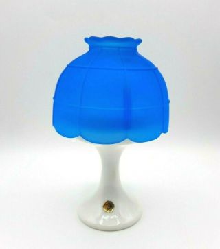 Vintage Westmoreland Glass Fairy Lamp Light Blue Satin Mist