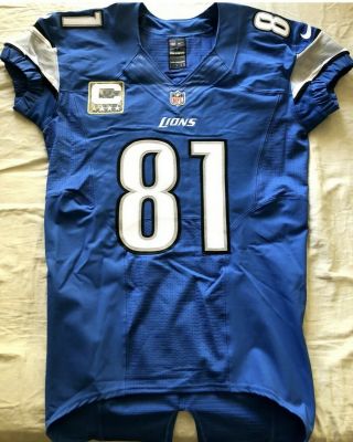 Calvin Johnson Nfl Game Issued Detroit Lions Nike 44 Skill Cut Elite Game Jersey