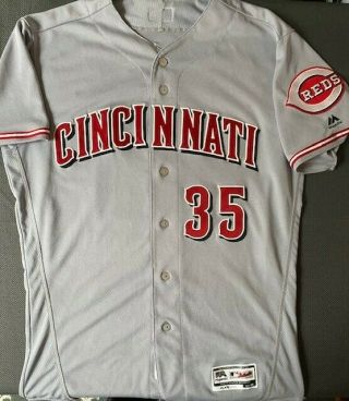 2018 Cincinnati Reds Jim Riggleman Team Issued Road Grey Jersey Size 44