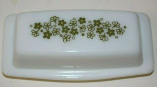 Vintage Pyrex Covered Butter Dish Green Crazy Daisy Spring Blossom -