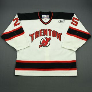 2010 - 11 Jeremy Akeson Trenton Devils Game Worn Echl Hockey Jersey Meigray