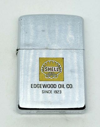 Vintage 1969 Zippo Lighter Advertising Shell Edgewood Oil Co In Iowa Since 1923