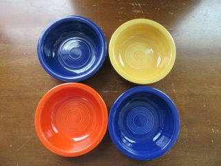 4 - Vintage Fiesta Ware Homer Laughlin 4 3/4 " Fruit Bowls Yellow Orange Blue