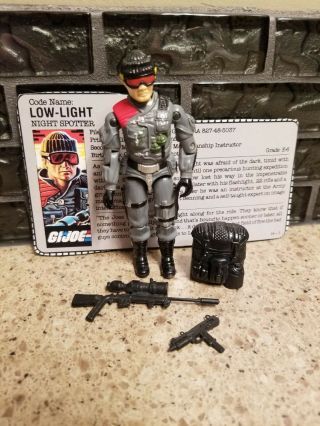 Vintage Gi Joe Arah 1986 Low Light With Accessories And File Card