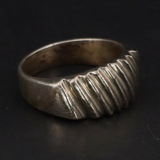 Vtg Sterling Silver - Mexico Taxco Fluted Striped Solid Ring Size 7 - 5.  5g