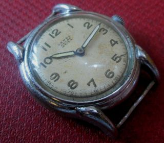 Vintage 1940s Lanco 15 Jewels Military Swiss Made Running Wristwatch