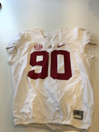 Game Worn 2016 Alabama Crimson Tide Bama Football Jersey Nike Size 46 90