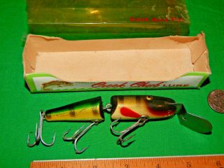 Creek Chub 2600 Jointed Pikie Wooden Lure Glass Eyes In Plastic Window Box