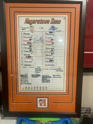 Bryce Harper Game Signed Minor League Lineup Card Phillies Suns Nationals