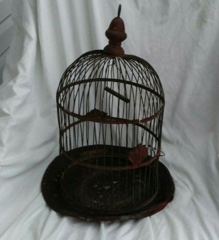 Vintage Antique Metal Wire Bird Cage Shabby Strange Creepy