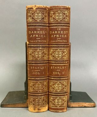 1st U.  S.  Edition Henry M.  Stanley In Darkest Africa 2 Vols.  Scribner’s 1890