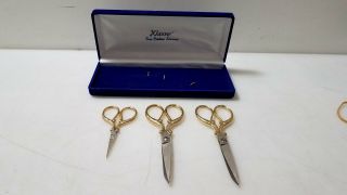Three Vtg Klasse Italian Scissors Iob