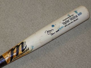 Yadier Molina Maple Marucci Game Signed Bat 2014 St.  Louis Cardinals Mlb
