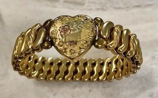 Vintage Sweetheart Dfb Co Carmen Usa Gold Filled Expand Bracelet 2 Color Heart