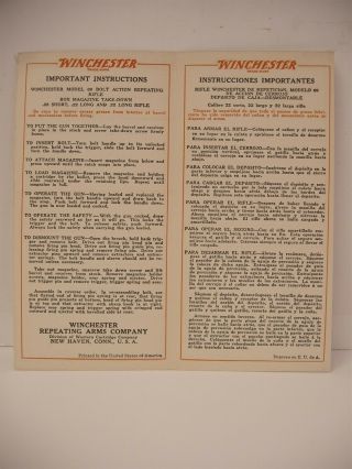 VINTAGE WINCHESTER MODEL 69 bolt Action Repeating Rifle INSTRUCTIONS BOOKLET 2