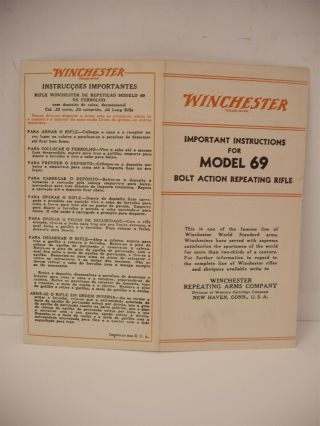 VINTAGE WINCHESTER MODEL 69 bolt Action Repeating Rifle INSTRUCTIONS BOOKLET 3