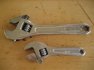 2 Vintage Germany Mini Adjustable Crescent Wrench 4 ",  2 3/4 "